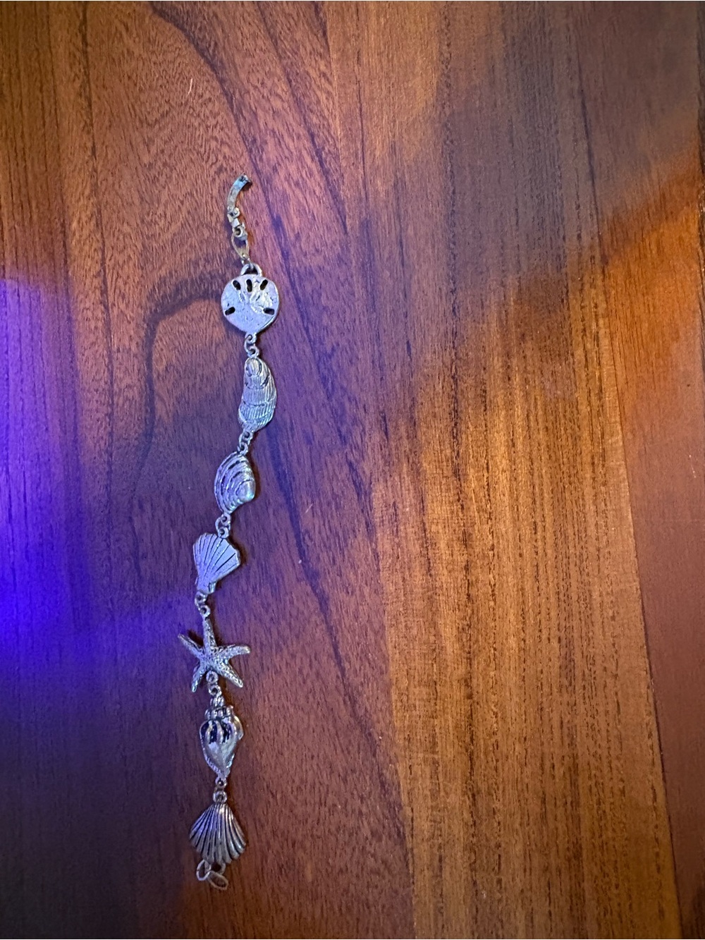 Vintage Sterling Silver Seashell & Starfish Charm Bracelet - Women Jewelry